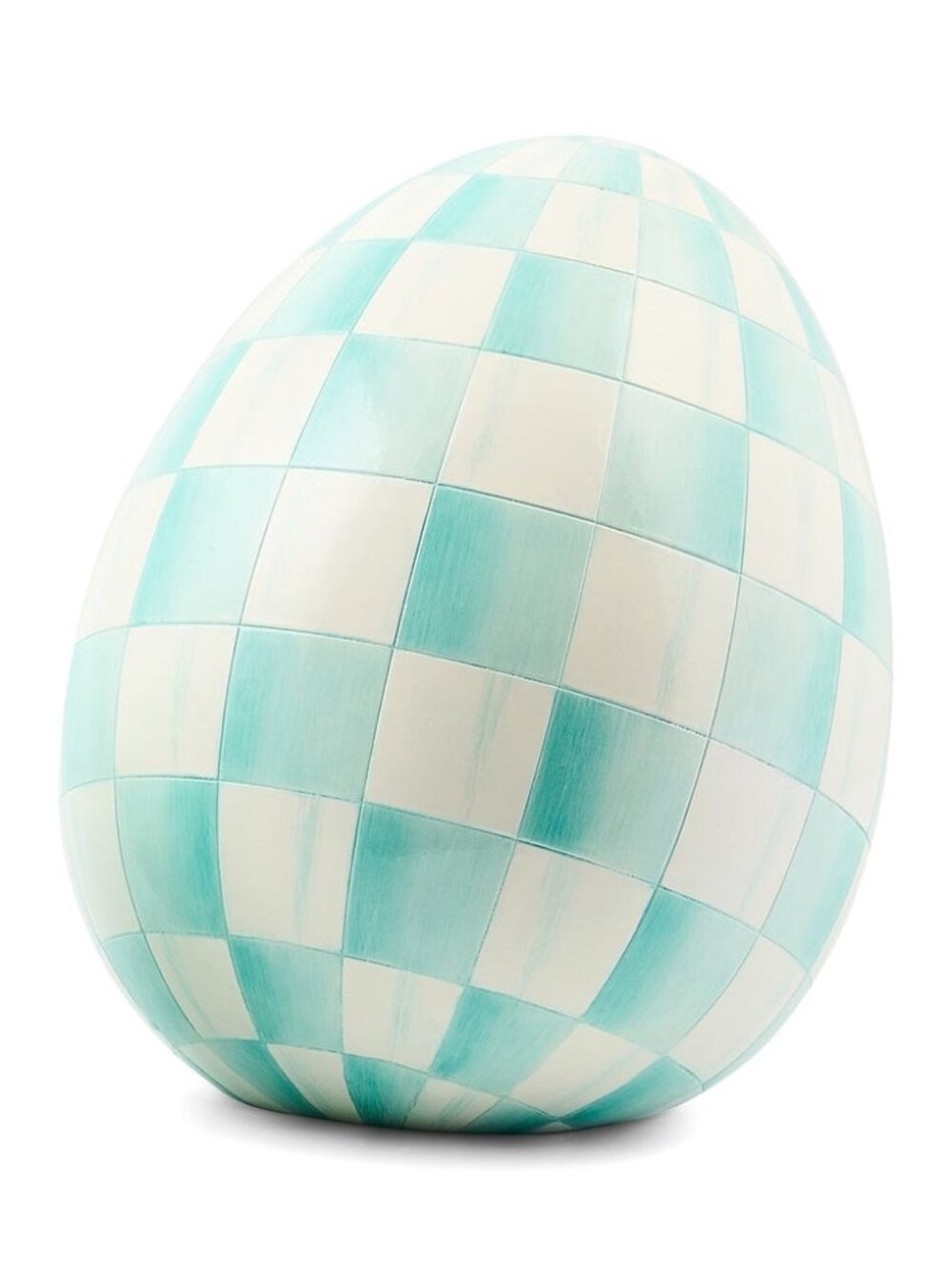 MacKenzie-Childs Easter Collection Check Egg Figurine SMALL in AQUA #35514-2569